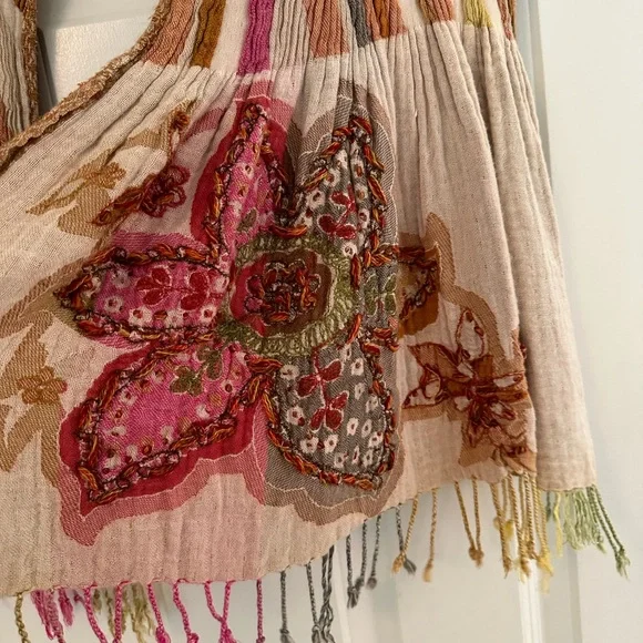 Anthropologie x Vismaya Boho Embroidered Scarf/Wrap, EUC - Picture 4 of 9